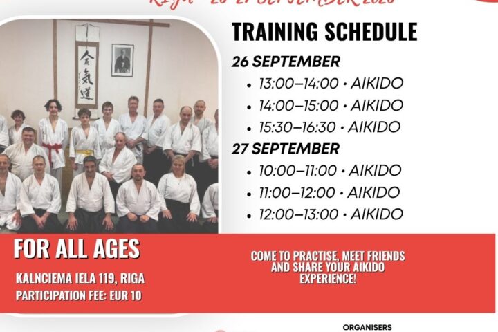 Draudzīgs Aikido koptreniņš Rīgā — 26.–27. septembrī 2026